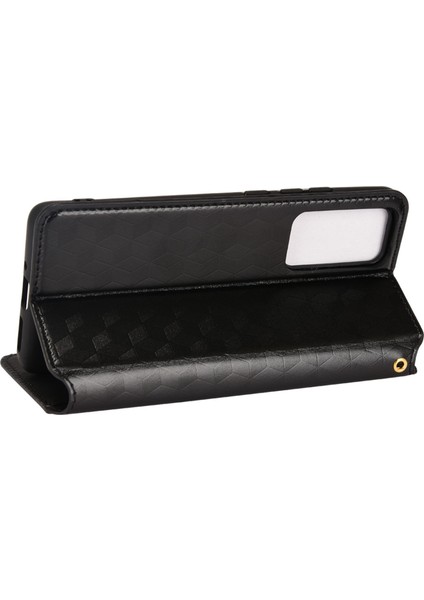 Xiaomi Için 12 Lite 5g Baskı Rhombus Desen Pu Deri Deri Stand Cüzdan Kılıfı Manyetik Otomatik Kapanış Telefon Kapak Black (Yurt Dışından) modelleri