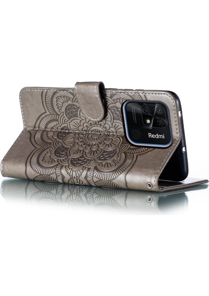 Xiaomi Redmi 10C 4g Pu Deri Cüzdan Stand Kılıfı Mandala Çiçek Telefonu Kapak Grey (Yurt Dışından) indirimleri