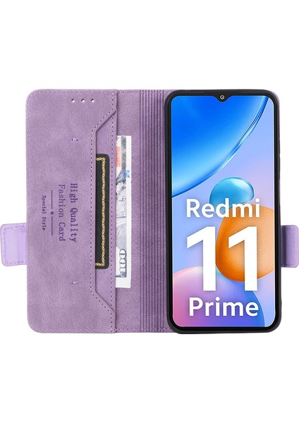 Xiaomi Redmi Için 11 Prime 4g Anti-Çizelge Pu Deri Deri Anti Dalgalı Kılıf Donanım Dekoru Çift Manyetik Toka Cüzdan Standı Kabuk-Mor (Yurt Dışından) fiyatları