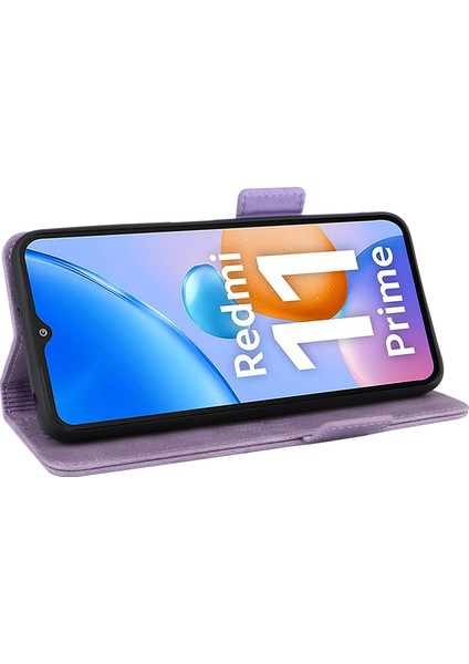 Xiaomi Redmi Için 11 Prime 4g Anti-Çizelge Pu Deri Deri Anti Dalgalı Kılıf Donanım Dekoru Çift Manyetik Toka Cüzdan Standı Kabuk-Mor (Yurt Dışından) modelleri