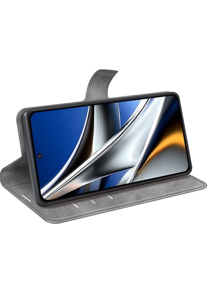 Folio Flip Deri Kılıfı Xiaomi Poco X4 Pro 5g, Stand Cüzdan Grey ile Manyetik Toka Telefon Kabuğu Kapağı (Yurt Dışından) modelleri