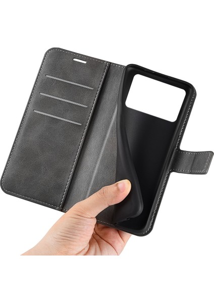 Folio Flip Deri Kılıfı Xiaomi Poco X4 Pro 5g, Stand Cüzdan Grey ile Manyetik Toka Telefon Kabuğu Kapağı (Yurt Dışından) fırsatları