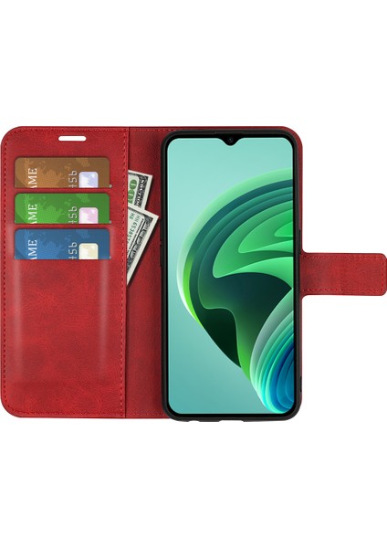 Xiaomi Için Redmi Note 11E 5g/redmi 10 5g/redmi 10 Prime+ 5g Dokulu Pu Deri Kapak Standı Özellik Manyetik Kapatma Şok Geçirmez Flip Cüzdan Kılıf Kırmızısı (Yurt Dışından) modelleri
