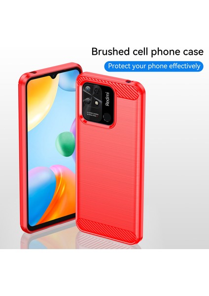 Xiaomi Redmi Için 10C Karbon Fiber Doku Fırçalanmış Yüzey 1.8mm Tpu Arka Kapak Cep Telefonu Kasa-Kırmızı (Yurt Dışından) fiyatları