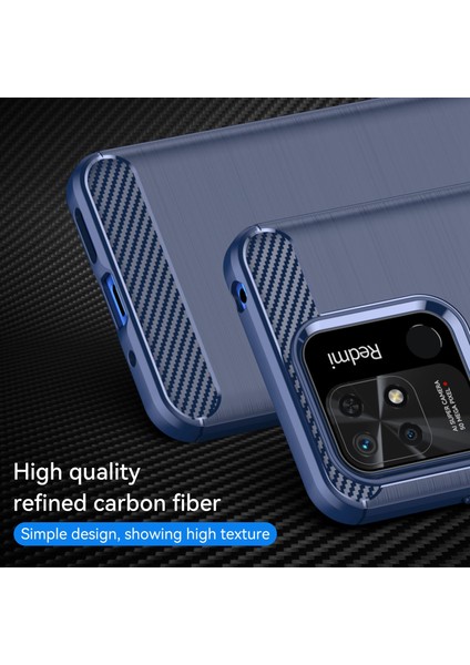 Xiaomi Redmi Için 10C Karbon Fiber Doku Fırçalanmış Yüzey 1.8mm Tpu Arka Kapak Cep Telefonu Kasası Mavisi (Yurt Dışından) modelleri