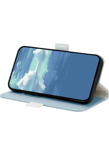Xiaomi Poco X4 Pro 5g Için Katlanabilir Stand Deri Telefon Kılıfı, Şeker Renkli Litchi Doku Cüzdan Flip Kapak-Mavi (Yurt Dışından)