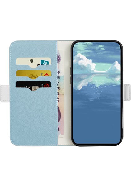 Xiaomi Poco X4 Pro 5g Için Katlanabilir Stand Deri Telefon Kılıfı, Şeker Renkli Litchi Doku Cüzdan Flip Kapak-Mavi (Yurt Dışından)