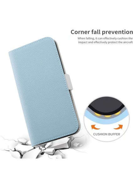 Xiaomi Poco X4 Pro 5g Için Katlanabilir Stand Deri Telefon Kılıfı, Şeker Renkli Litchi Doku Cüzdan Flip Kapak-Mavi (Yurt Dışından)