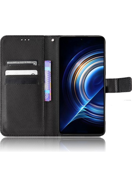 Xiaomi Için Redmi K50/K50 Pro Diamond Doku Pu Derisi Iyi Korunmuş Telefon Kasası Cüzdan Stand Kapağı Strap-Black (Yurt Dışından) fiyatları