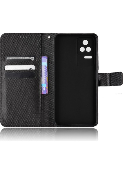 Xiaomi Için Redmi K50/K50 Pro Diamond Doku Pu Derisi Iyi Korunmuş Telefon Kasası Cüzdan Stand Kapağı Strap-Black (Yurt Dışından) fırsatları