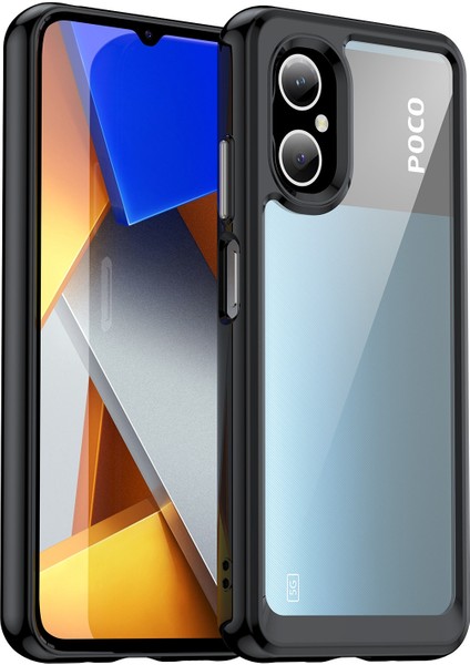 Xiaomi Poco M4 Için 5g Yükseltilmiş Çerçeve Damla Koruma Telefon Kapağı Sert Akrilik+Tpu Toz Geçirmez Cep Telefonu Kasa-Siyah (Yurt Dışından)