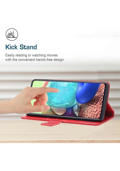 Xiaomi Için Poco C40 4g HT01 Cüzdan Stand Özelliği Baskılı Y Şeklindeki Çizgiler Pu Deri Pu Dergi Anti-Düşme Kabuğu Kayış Kırmızısı (Yurt Dışından)