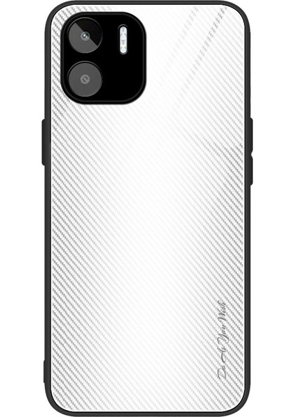 Xiaomi Redmi A1 4g/a2 4g Temperli Cam+Tpu Damla Geçirmez Koruyucu Kasa-Beyaz Için Karbon Fiber Doku Telefon Kasası (Yurt Dışından)