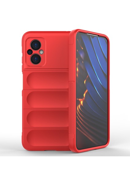 Xiaomi Poco M4 Için 5g/4g Damla Koruma Telefon Kılıfı Tpu Çizgi Anti-Cep Telefonu Geri Kapak-Kırmızı (Yurt Dışından)