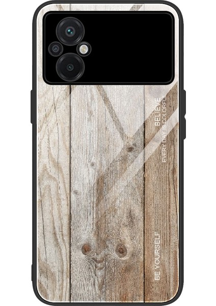 Xiaomi Poco M4 Için 5g Çizgiye Karşı Karşıtı Temperli Cam Telefon Kılıfı Ahşap Desen Tpu Koruyucu Kapak Grey (Yurt Dışından)