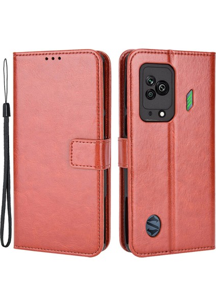 Xiaomi Black Shark Için 5 Çılgın At Doku Çarpışma Geçirmez Telefon Kılıfı, Pu Deri Stand Cüzdan Flip Cover-Brown (Yurt Dışından)