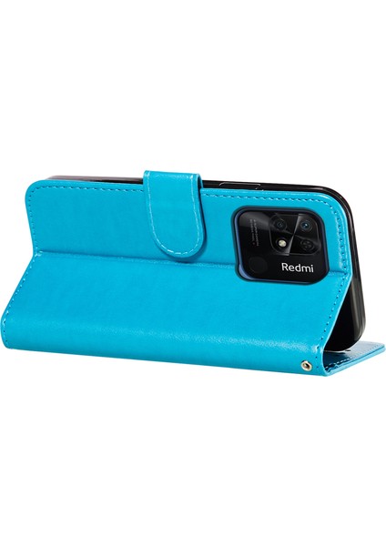 Xiaomi Redmi 10C 4g Tpu+Pu Deri Cüzdan Stand Flip Cover Manyetik Kapatma Telefon Vaka-Mavisi (Yurt Dışından) fırsatları