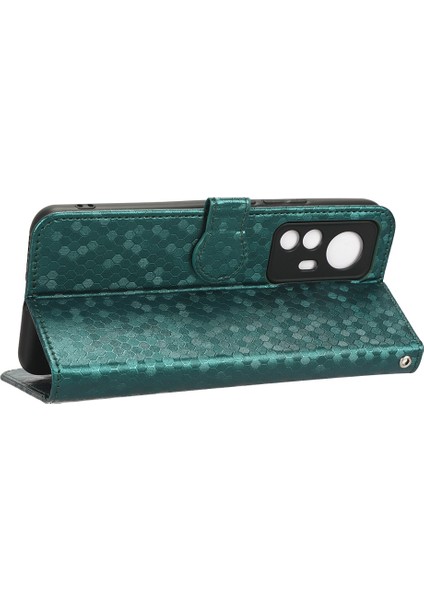 Xiaomi 12T 5g/redmi K50 Ultra 5g Için Çizgiye Dönüşüm Anti Cep Telefonu Kılıfı, Pu Deri Dot Desen Baskılı Stand Telefon Cüzdan Kapağı Strap-Yeşili (Yurt Dışından) modelleri