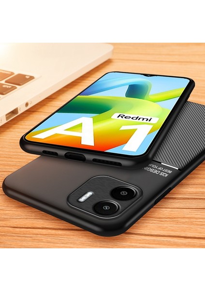 Xiaomi Redmi A1 4g/a2 4g Çizgileri Için Bırak Kanıtı Baskılı Pu Deri+Tpu Hibrit Kabuk Dahili Metal Sac-Black (Yurt Dışından)