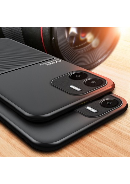 Xiaomi Redmi A1 4g/a2 4g Çizgileri Için Bırak Kanıtı Baskılı Pu Deri+Tpu Hibrit Kabuk Dahili Metal Sac-Black (Yurt Dışından)