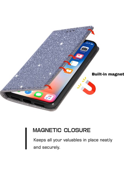 Xiaomi 12T 5G/12T Pro 5g/redmi K50 Ultra 5g Kart Tutucu Tasarım Ince Stand Telefon Kapağı Glitter Pu Deri Cep Telefon Kılıfı Manyetik Oto Absorbed Kapanış Grey (Yurt Dışından) indirimleri