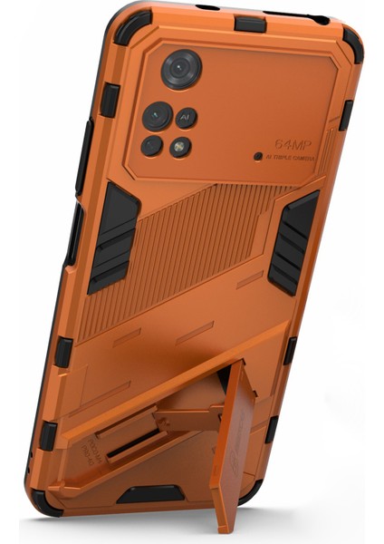 Xiaomi Için Poco M4 Pro 4g Kickstand Tasarım Koruyucu Kapak Yumuşak Tpu Sert Pc Şok Geçirmez Telefon Vaka-Orange (Yurt Dışından) fırsatları
