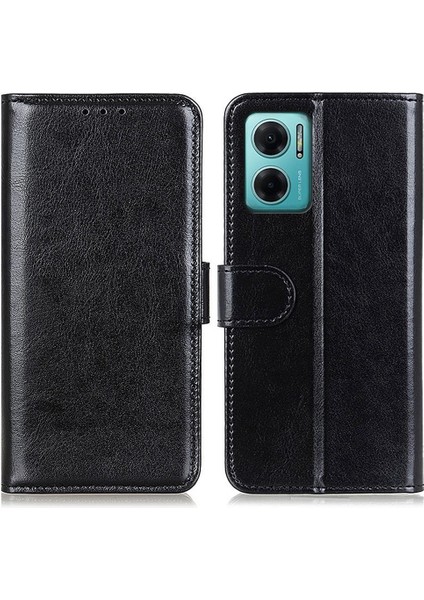 Xiaomi Için Redmi Note 11E 5g/redmi 10 5g/10 Prime+ 5g Çılgın At Dokusu Çok Dönen Koruma Pu Deri Cüzdan Stand Telefon Kılıfı Black (Yurt Dışından)