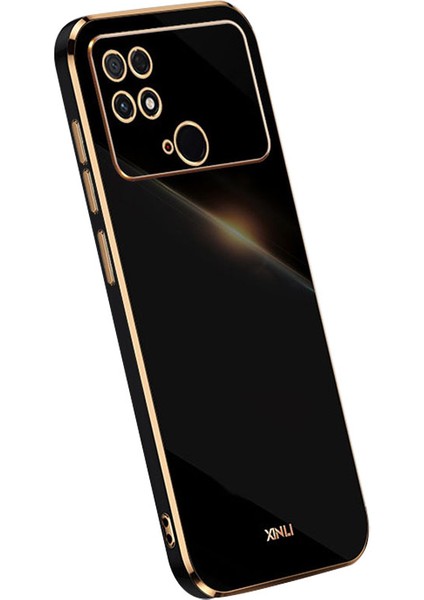 Xiaomi Poco C40 4g Için Xinli Tpu Telefon Kılıfı, Fall Anti-Fall Elektrokaplatma Arka Kabuk Tam Kamera Lens Koruma Kapak Black (Yurt Dışından)