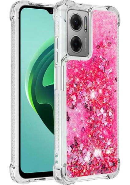Xiaomi Için Poco M4 5g/redmi Not 11E 5g/redmi 10 5g/redmi 10 Prime+ 5g Sıvı Hızlı ve Şok Geçirmez Sequins Tpu Kapak Iyi Korunmuş Cep Telefonu Vaka-Pembe/kalpler (Yurt Dışından)