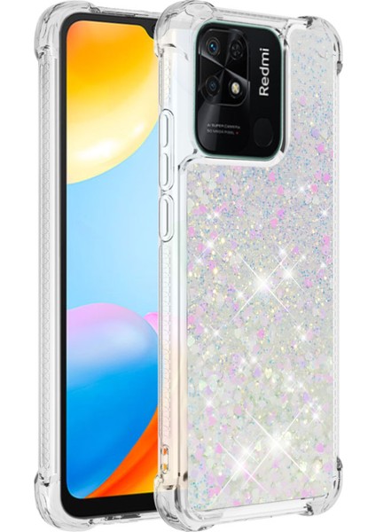 Xiaomi Redmi Için 10C Sıvı Quicksans ve Scratch-Dirençli Sequins Tpu Koruyucu Telefon Vaka-Lazer/kalpler (Yurt Dışından)