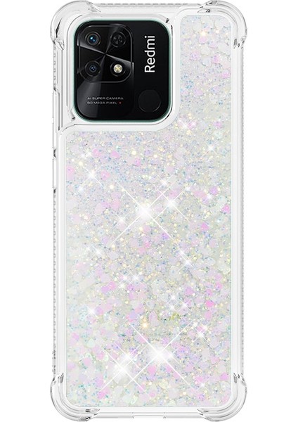 Xiaomi Redmi Için 10C Sıvı Quicksans ve Scratch-Dirençli Sequins Tpu Koruyucu Telefon Vaka-Lazer/kalpler (Yurt Dışından) modelleri
