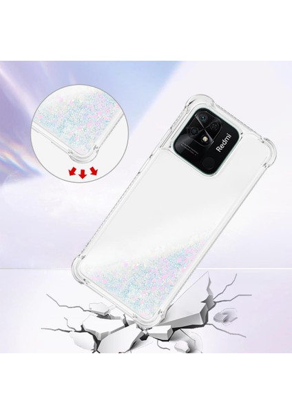 Xiaomi Redmi Için 10C Sıvı Quicksans ve Scratch-Dirençli Sequins Tpu Koruyucu Telefon Vaka-Lazer/kalpler (Yurt Dışından) fırsatları