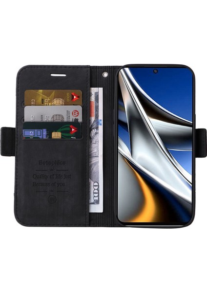 Xiaomi Poco X4 Pro 5g Pu Deri Daldan Koruma Kılıfı Baskılı Dikiş Hattı Telefon Stand Cüzdan Kapağı Bilek Kayış-Siyah (Yurt Dışından) fiyatları
