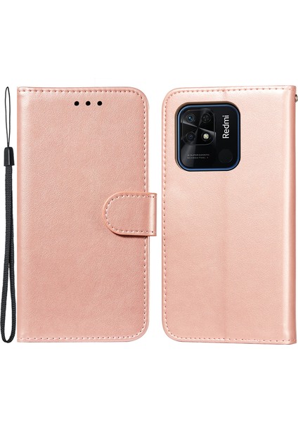 Xiaomi Için Redmi 10C 4g Tpu+Pu Deri Cüzdan Stand Flip Cover Manyetik Kapatma Telefon Vaka Golü Altın (Yurt Dışından)