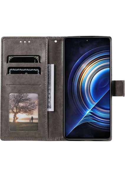 Xiaomi Redmi K50/K50 Pro Telefon Kılıfı Için, Cüzdan Stand Tasarımı Baskılı Mandala Çiçek Pu Deri Telefon Flip Cover-Grey (Yurt Dışından) fırsatları