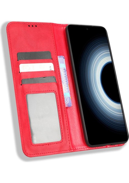 Xiaomi 12T 5g/redmi K50 Ultra 5G/12T Pro 5g Retro Doku Pu Deri Telefon Kılıfı Baskılı Desen Standı Manyetik Emilim Cüzdan Kırmızısı (Yurt Dışından) fırsatları