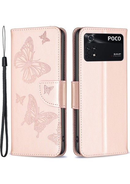 Xiaomi Için Poco M4 Pro 4g Bf Baskı Deseni Iyi Korunmuş Kelebekler Bastı Stand Kılıfı Cüzdan Tarzı Deri Telefon Kapak Golü (Yurt Dışından)