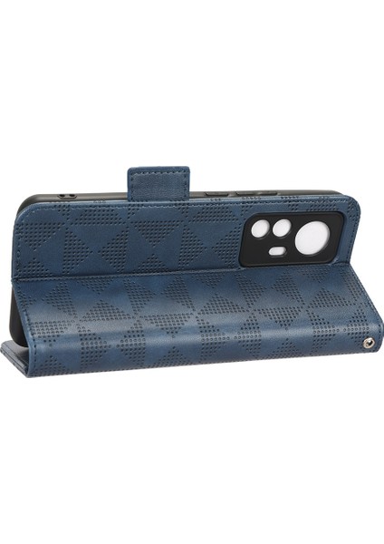 Xiaomi 12T 5g/redmi K50 Ultra 5g, Baskılı Üçgen Desen Pu Deri Cüzdan Stand Folio Flip Koruyucu Kapak Mavisi (Yurt Dışından) modelleri