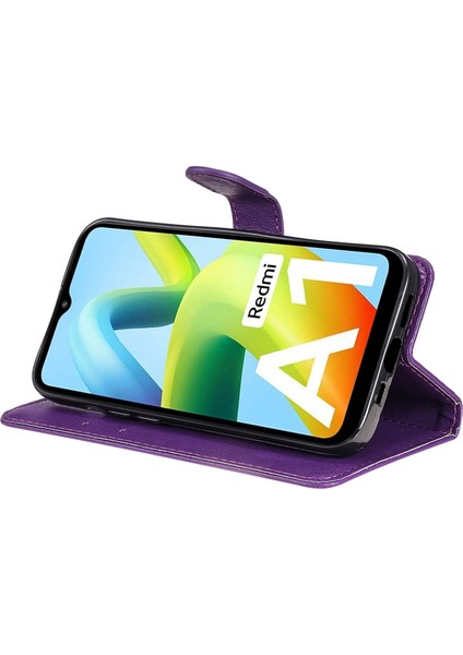 4U Sky Xiaomi Için Redmi A1 4g/a2 4g Telefon Kılıfı Stand Tasarımı Doğru Renk Pu Deri Manyetik Koruyucu Kapak Cüzdanı Strap-Purple (Yurt Dışından)