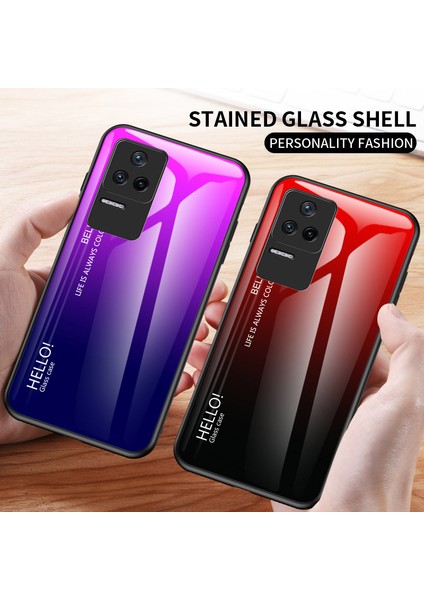 Xiaomi Redmi K40S Için 5g/poco F4 5g Gradyan Renk Tasarımı Shock Cep Telefonu Kılıf Anti-Cep Telefonu Temsilli Cam+Pc+Tpu Geri Kapak Sınıfı Gül (Yurt Dışından)