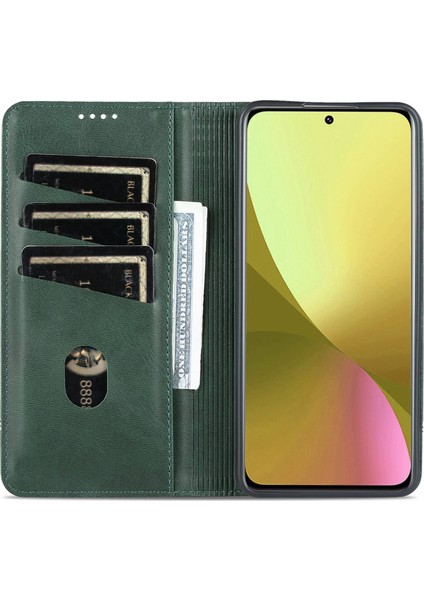 Xiaomi Için 12 Lite 5g Manyetik Otomatik Kapatma Cüzdan Telefon Kılıfı Pu Deri Görüntüleme Standı Flip Kapak Yeşili (Yurt Dışından) fiyatları