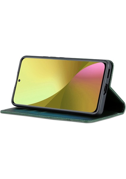 Xiaomi Için 12 Lite 5g Manyetik Otomatik Kapatma Cüzdan Telefon Kılıfı Pu Deri Görüntüleme Standı Flip Kapak Yeşili (Yurt Dışından) modelleri