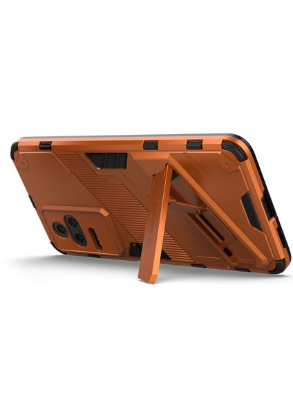 Xiaomi Redmi K50 PRO/K50 Hard Pc+Yumuşak Tpu Şok Geçirmez Cep Telefonu Kasası Kickstand Cover-Orange (Yurt Dışından)