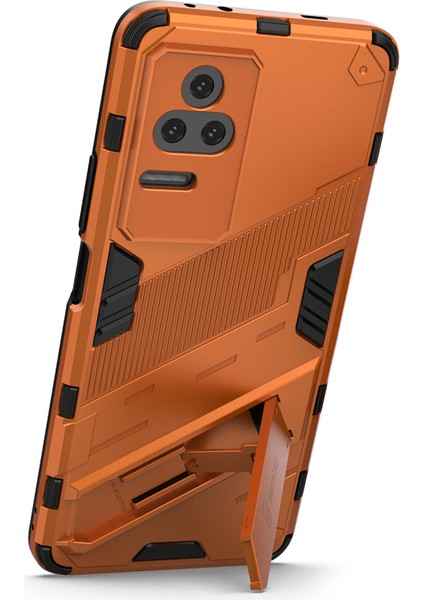 Xiaomi Redmi K50 PRO/K50 Hard Pc+Yumuşak Tpu Şok Geçirmez Cep Telefonu Kasası Kickstand Cover-Orange (Yurt Dışından)