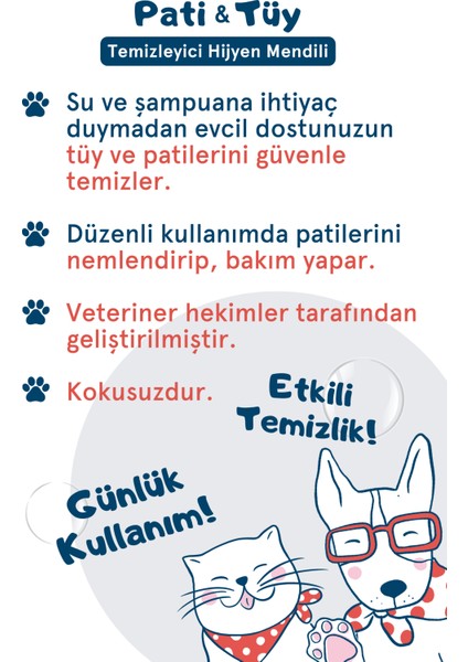 Zozo Cares Pati Tüy Temizleyici Hijyen Mendili 50 Adet - Yumuşacık Patiler & Tertemiz Tüyler