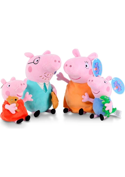 30-40CM Peppa Pig Ailesi Dört Kişilik Peluş Oyuncak Bebek 4 Adet (Yurt Dışından)