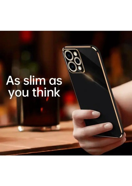 Xiaomi Redmi 12 4g Kılıf Kamera Korumalı Parlak Gold Altın Kenarlı Yumuşak Silikon Kapak Işlemeli