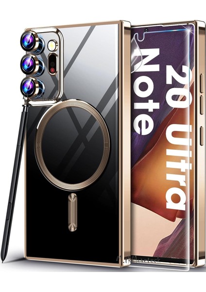 Samsung Galaxy Note 20 Ultra Kılıf Magsafe Wirelles Şarj Destekli Parlak Renkli Kenarlı Arkası Şeffaf Kapak