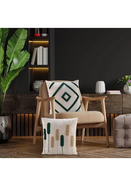 Botanik Raster Kırlent Kılıfı 43*43 Yeşil Ikili fiyatları