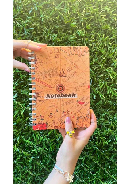 Piri Reis Haritası Sert Kapak Spiralli Lastikli Çizgili Defter